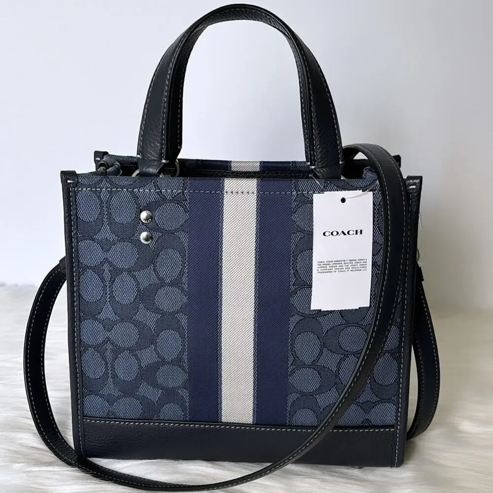 NWT Coach Dempsey Tote Bag 22 In Signature Jacquard With Stripe And Coach Patch - Picture 10 of 13